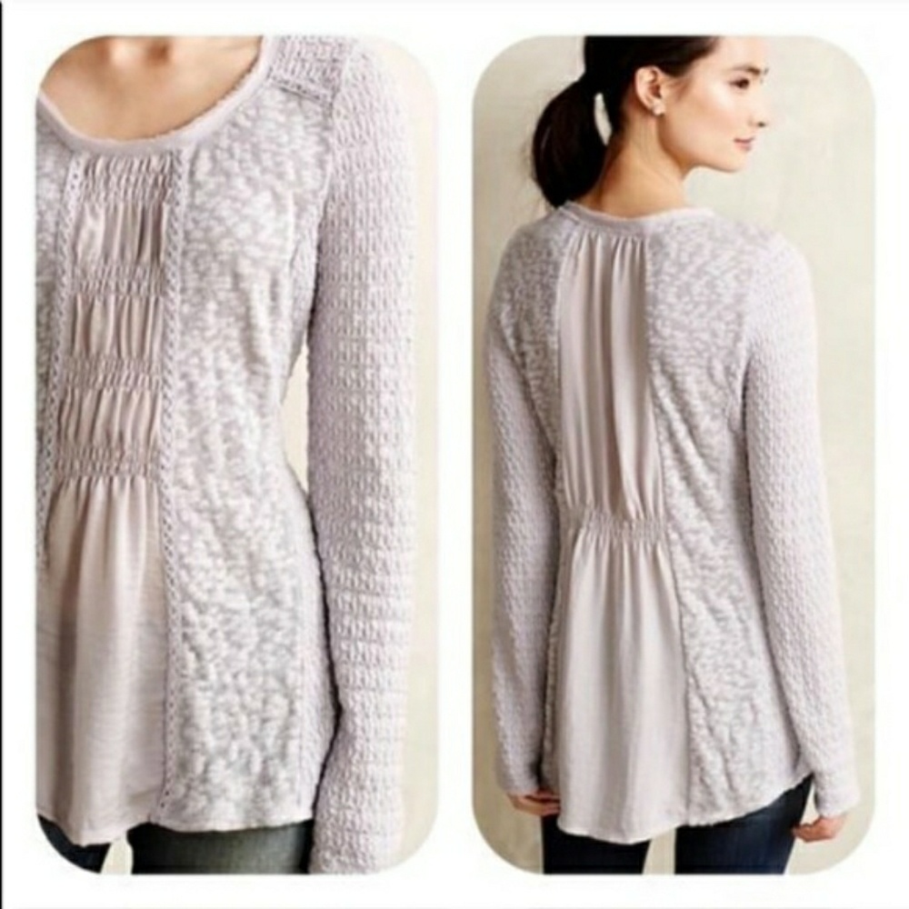 Anthro Meadow Rue Arianell Smocked Lavender Top S